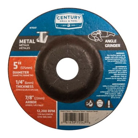Century Drill & Tool Century Drill  Depressed Center Grinding Wheel 5" x 7/8"  Type 27 Aluminum Oxide 75547